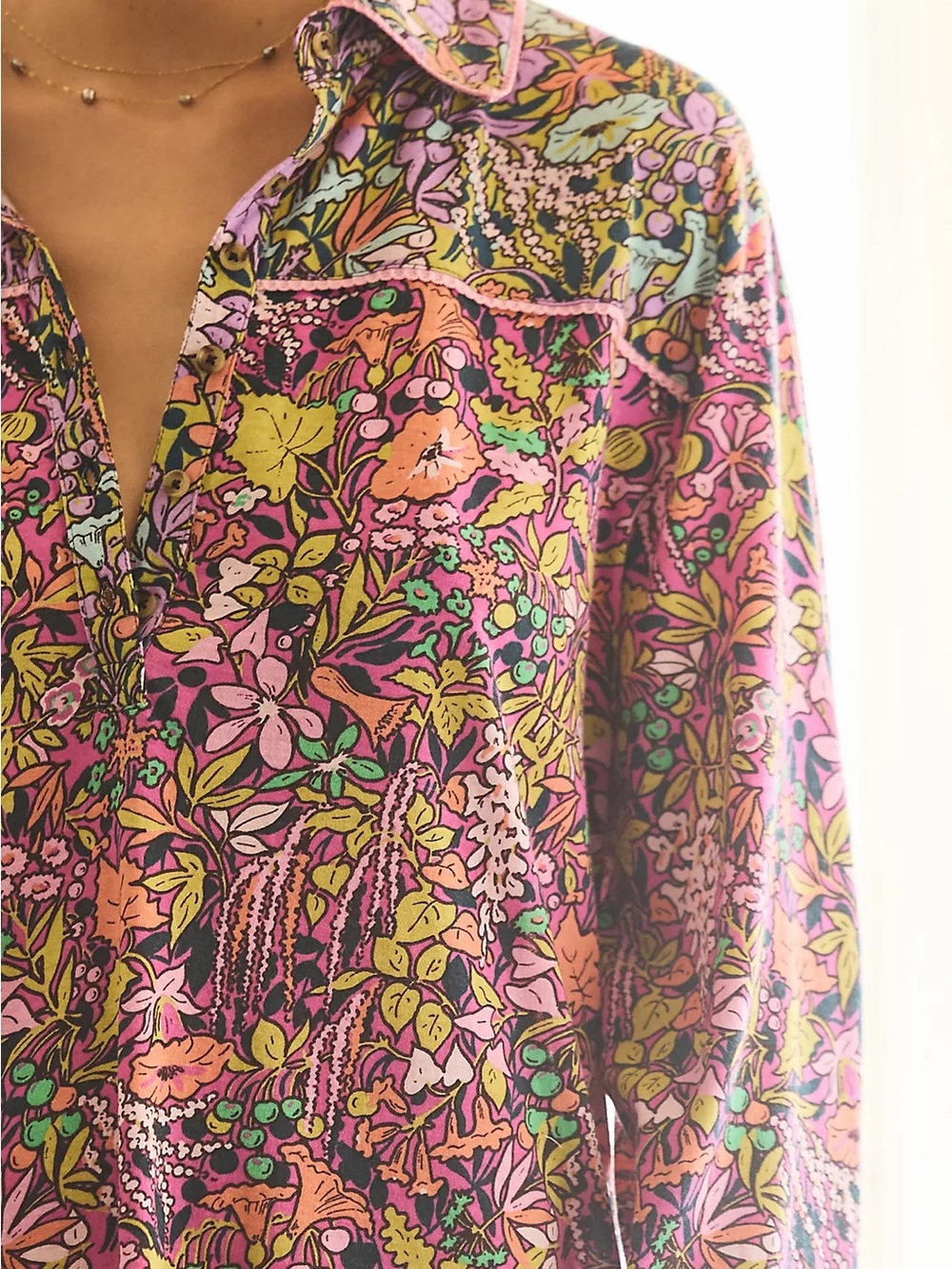 Anthropologie Floral Print Long-Sleeve pajama top